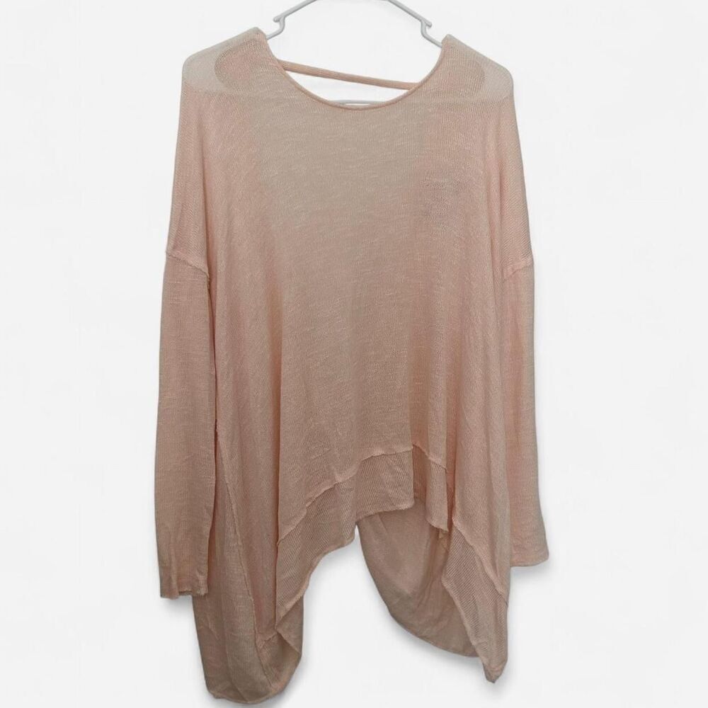 Free People cream pink Knit Twist Back Top – Boho Cozy Girl XS - Picture 3 of 6